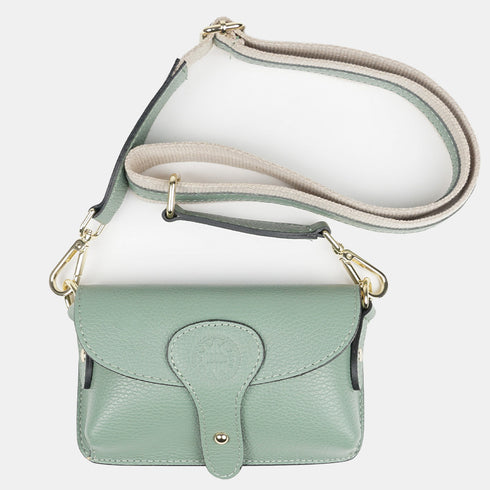 Bolso de bandolera porta móvil de piel Pili verde aguacate