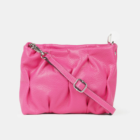 Bolso de bandolera de piel arrugada fucsia Cecilia S