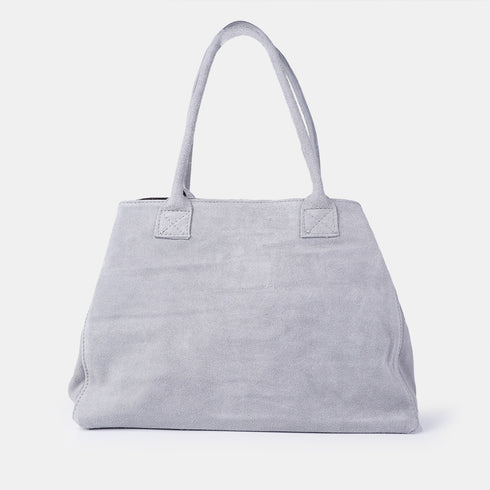 Bolso shopper de piel serraje gris Aurora