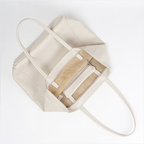 Bolso shopper para mujer de piel para personalizar beige Amy