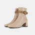 Botines de piel para mujer con tacón beige Lana