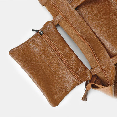 Bolso shopper para mujer de piel para personalizar marrón Amy