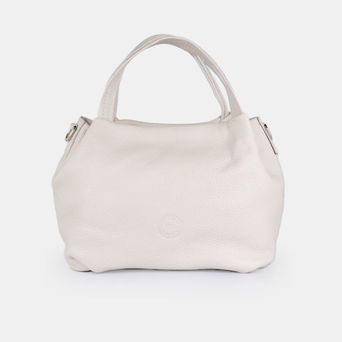 Bolso de mano de piel estilo saco para mujer beige Stefy