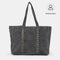 Bolso shopper para mujer de piel serraje con tachuelas gris Alexandra