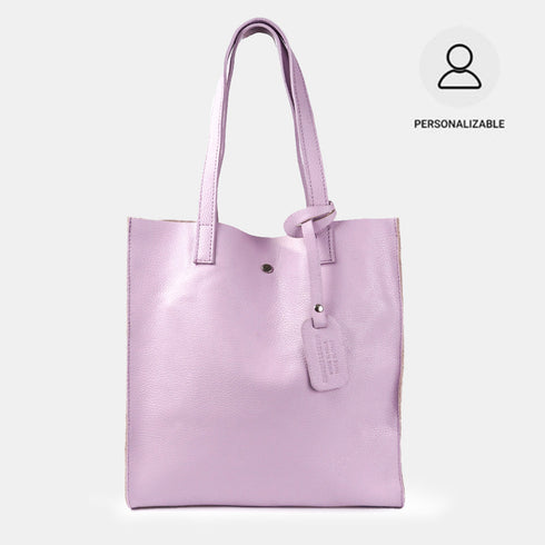 Bolso tote de piel liso de mujer lila morado Stella