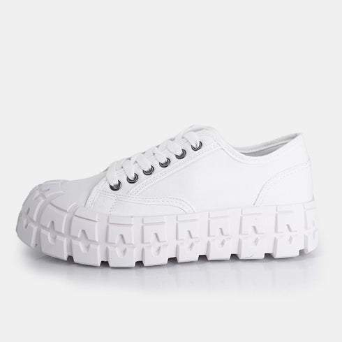 Zapatillas deportivas para mujer de lona con suela gorda blanco Mamba