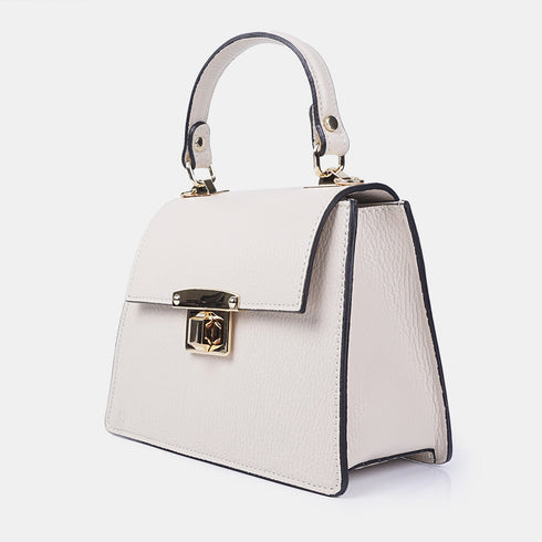 Bolso de con cadena para mujer con asa de mano con solapa beige Claudia