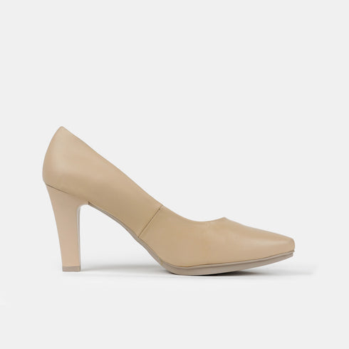Zapatos de tacón 8cm de piel beige Tania