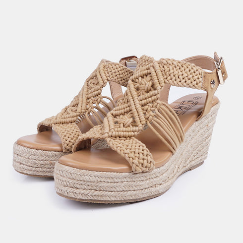 Sandalias con cuña de esparto marrón Soraya