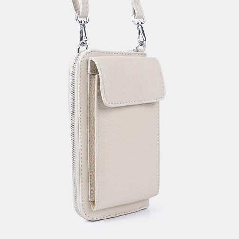 Bolsos para móvil y cartera de piel beige Cira
