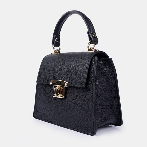 Bolso de con cadena para mujer con asa de mano con solapa negro Claudia