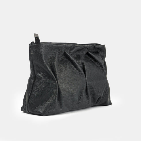 Bolso de bandolera de piel arrugada negro Cecilia M