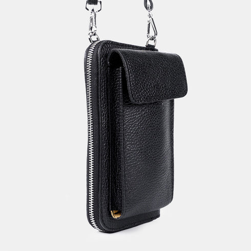 Bolso de móvil y cartera de piel negro Cira