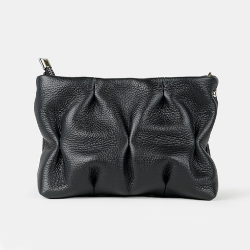 Bolso de bandolera de piel arrugada negro Cecilia S