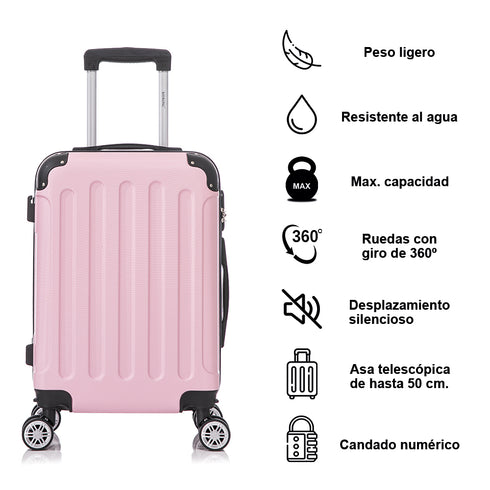 Maleta Cabina ABS 55x40x20cm 44L - 20 Pulgadas RosaClaro - Marina