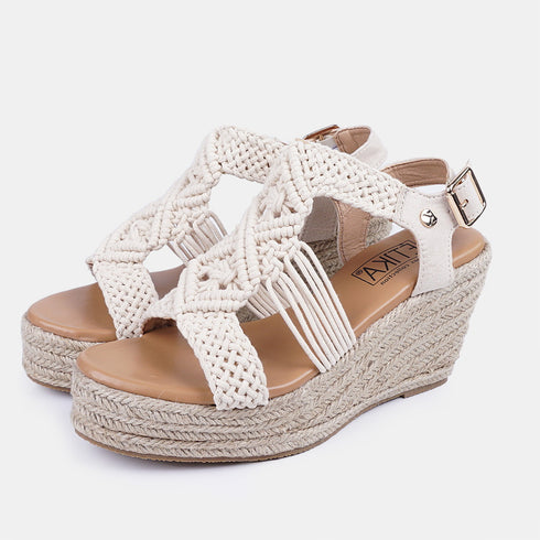 Sandalias con cuña de esparto beige Soraya
