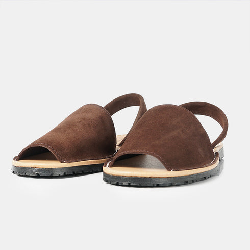 Menorquinas de piel para mujer marrón serraje Adara