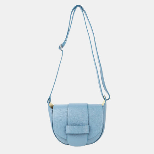 Bolso bandolera para mujer de piel con solapa azul claro Celia