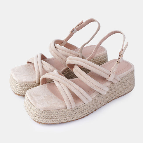 Sandalias de esparto con plataforma rosa Niko