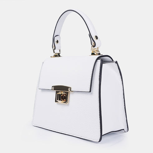 Bolso de con cadena para mujer con asa de mano con solapa blanco Claudia