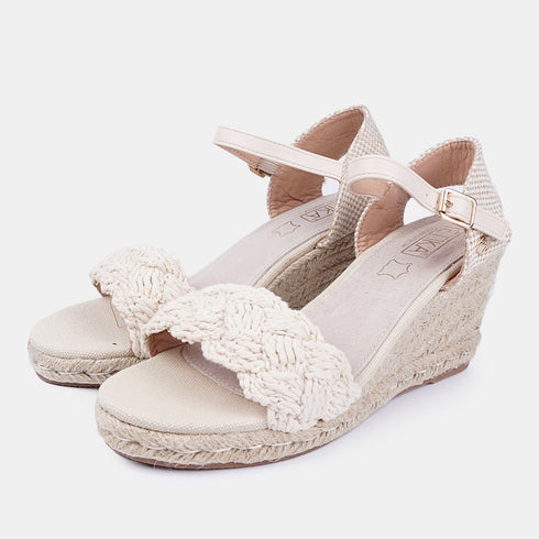 Sandalias con cuña de yute beige Casandra