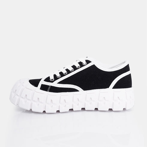 Zapatillas deportivas para mujer de lona con suela gorda negro Mamba