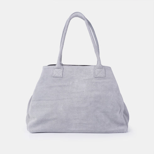 Bolso shopper de piel serraje gris Aurora