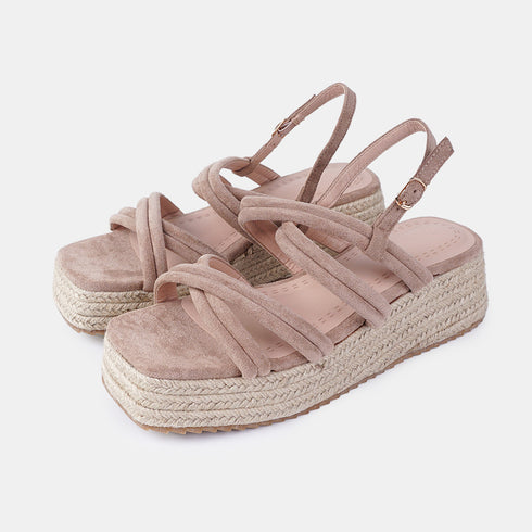 Sandalias de esparto con plataforma beige Niko