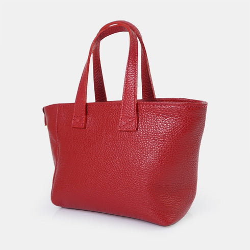 Bandolera para mujer de piel con asa de mano rojo Helia