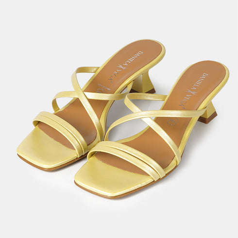 Sandalias con tiras tacón limón Penélope