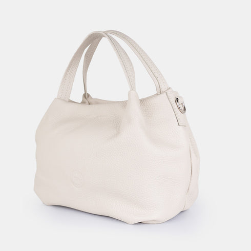 Bolso de mano de piel estilo saco para mujer beige Stefy