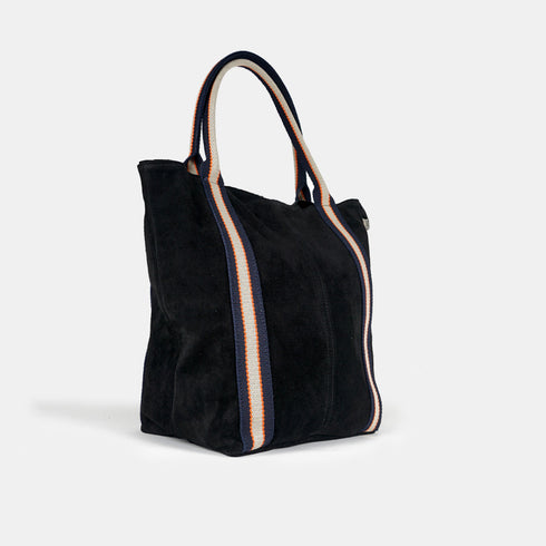 Bolso tote de piel serraje para mujer negro Sarah