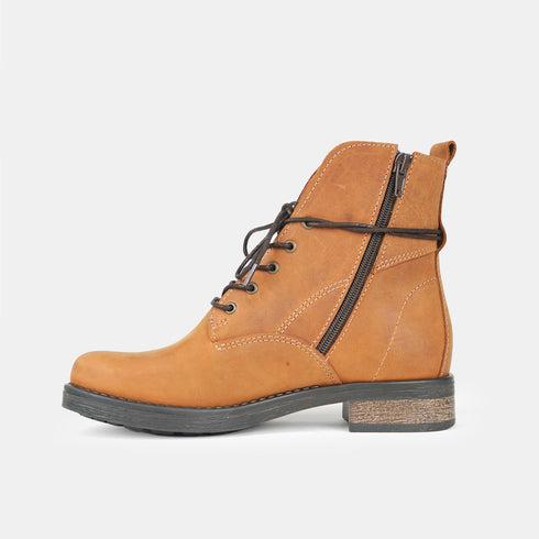 Botines de piel con cordones mujer marrón Maira