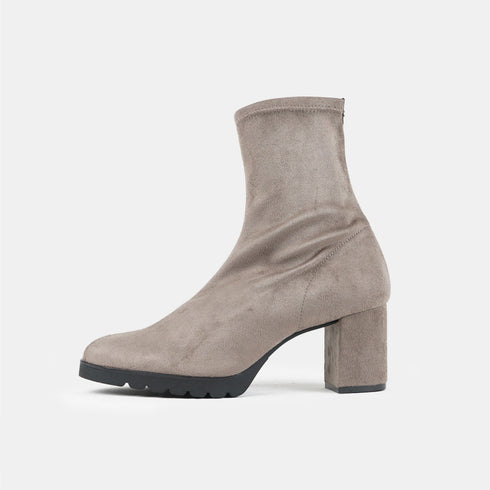 Botines de tacón mujer de antelina taupé Pineda