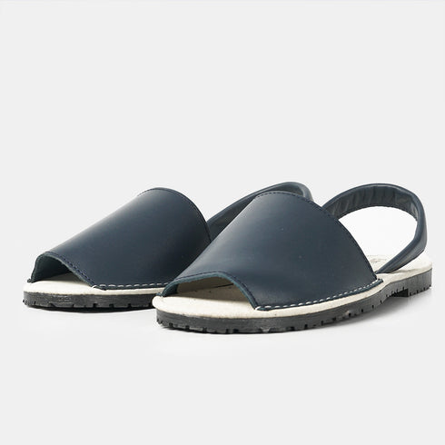 Menorquinas de piel para mujer azul marino Adara