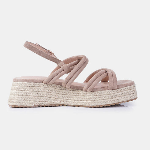Sandalias de esparto con plataforma beige Niko