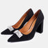 Zapatos con tacón de ante con piedras glamourosas negro Brigitte