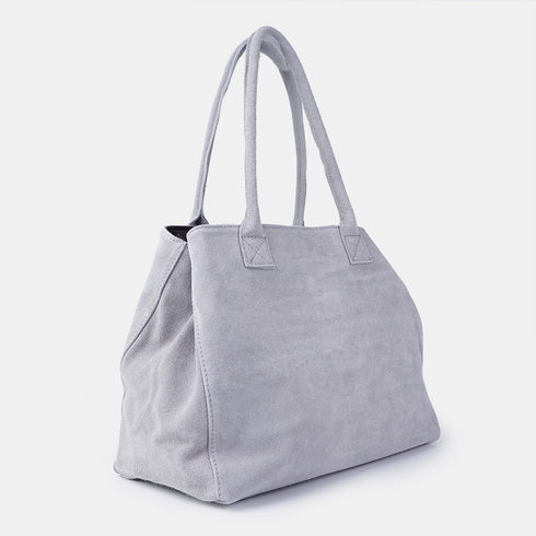 Bolso shopper de piel serraje gris Aurora