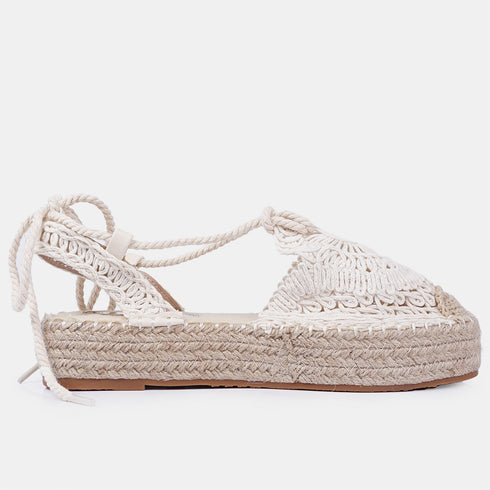 Sandalias de esparto mujer con plataforma beige Rocío