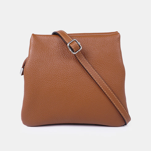 Bolso bandolera para mujer con tres compartimentos marrón Noelia