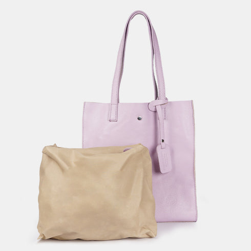 Bolso tote de piel liso de mujer lila morado Stella