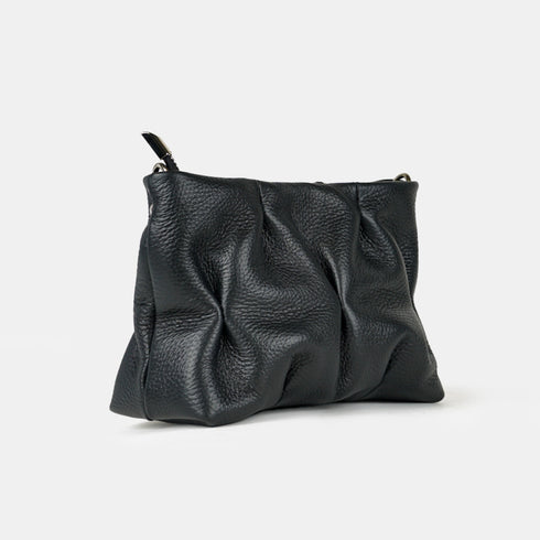 Bolso de bandolera de piel arrugada negro Cecilia S