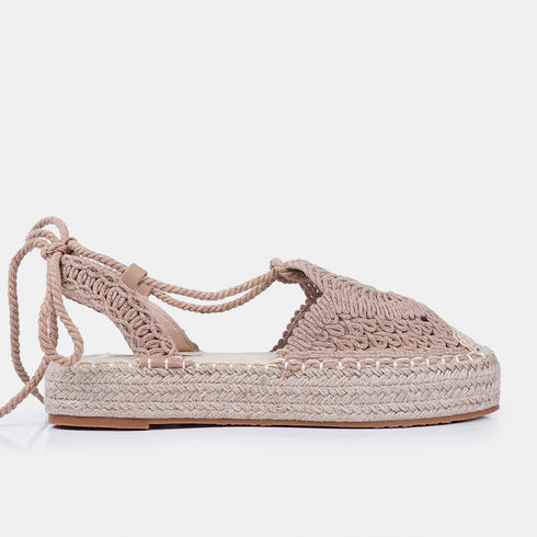 Sandalias de esparto mujer con plataforma taupe Rocío