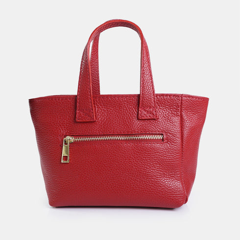 Bandolera para mujer de piel con asa de mano rojo Helia