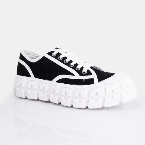 Zapatillas deportivas para mujer de lona con suela gorda negro Mamba