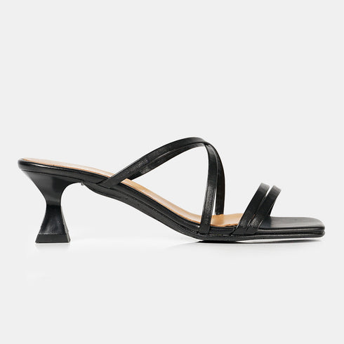 Sandalias con tiras tacón negro Penélope