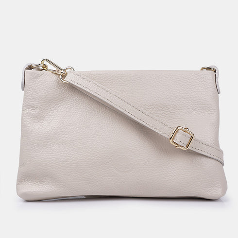Bolso de mano y bandolera de piel para mujer beige Ariadna