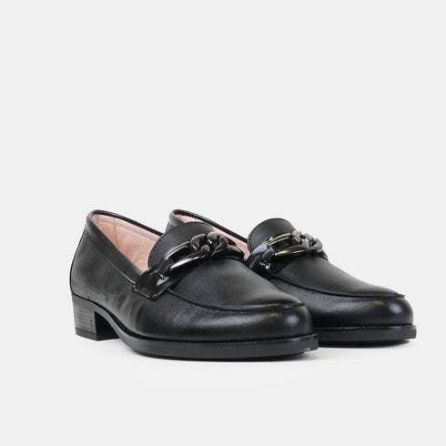 Mocasines de piel para mujer napa negro Plath