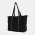 Bolso shopper para mujer de piel para personalizar con tachuelas negro Alexandra