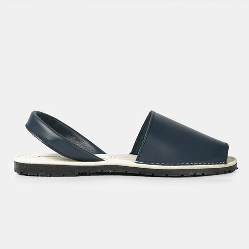 Menorquinas de piel para mujer azul marino Adara